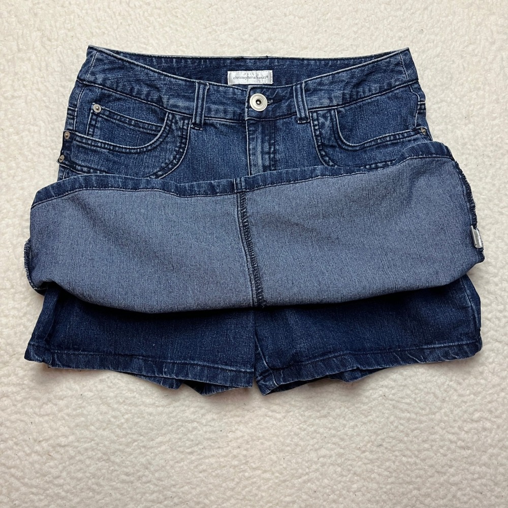 Christopher & Banks Skort Womens 8 Blue Denim M Wash Casual Mini Skirt Shorts - Picture 3 of 9